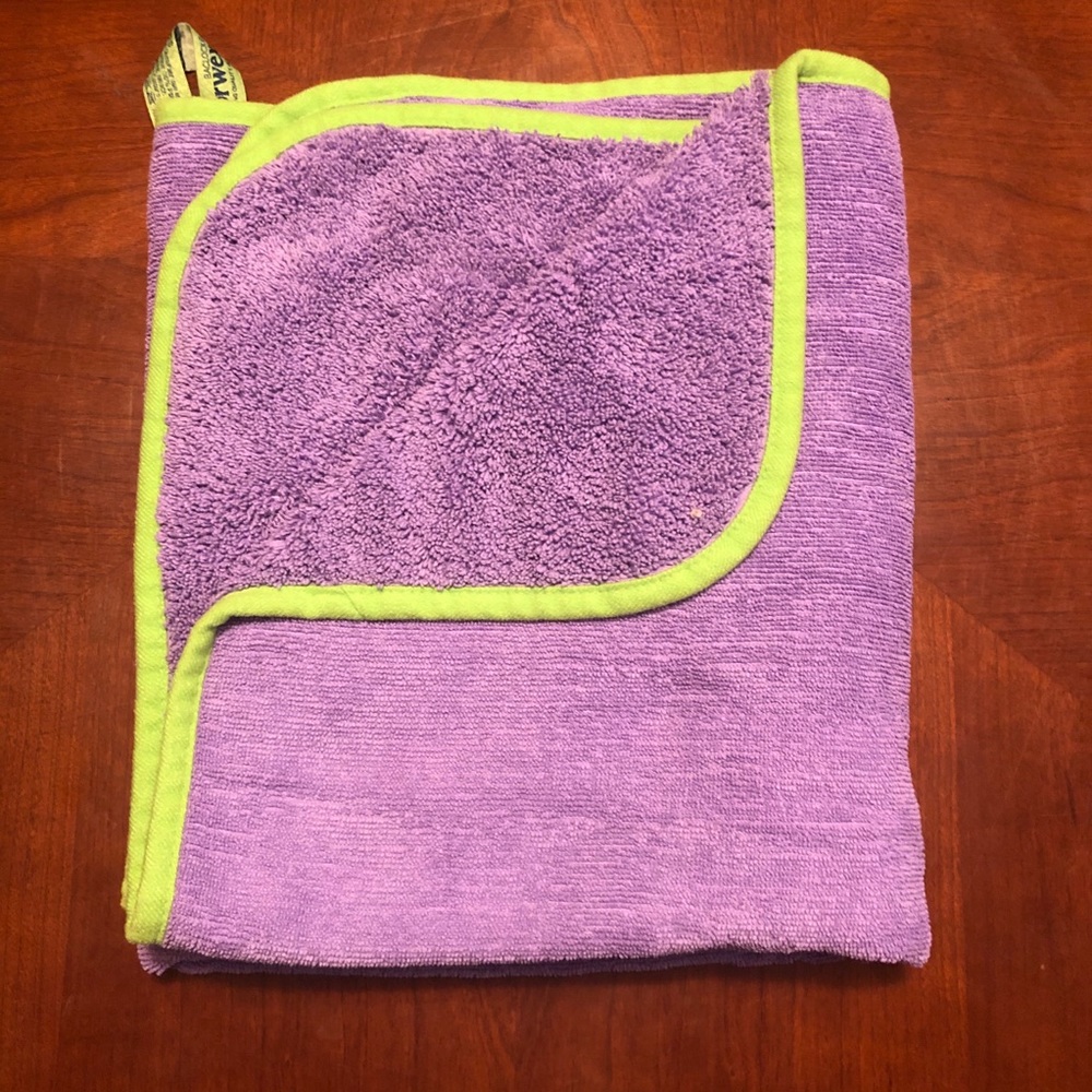 Norwex EUC kids plush bath towel purple green